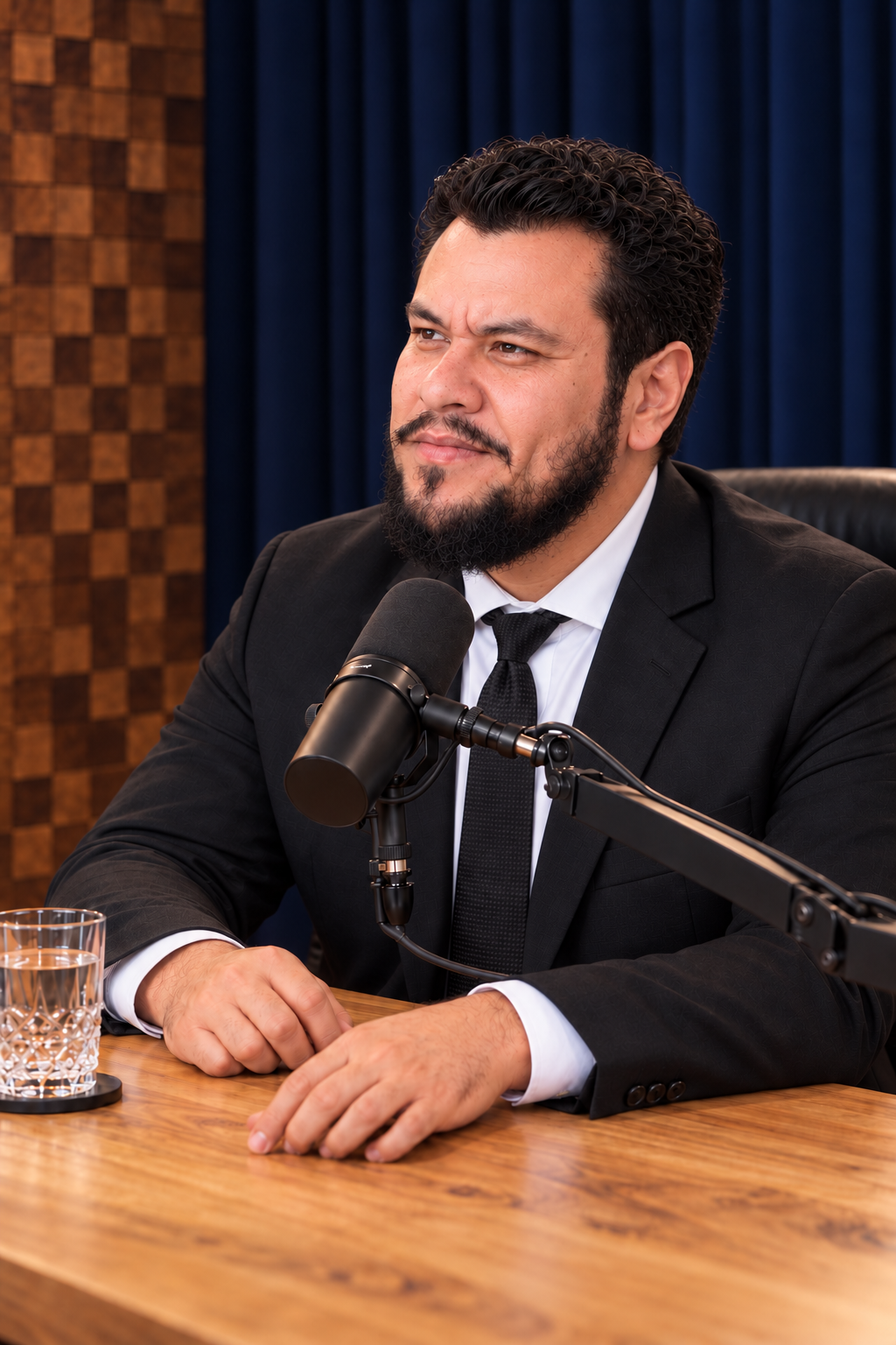 Ritratto di Kin Levi in uno studio di podcast