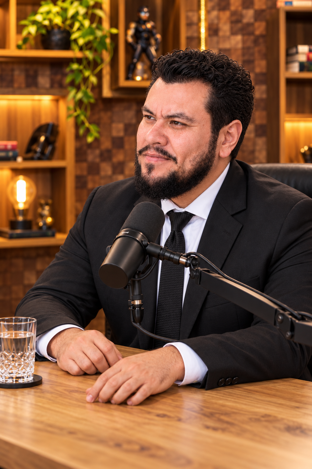 Ritratto di Kin Levi in uno studio di podcast