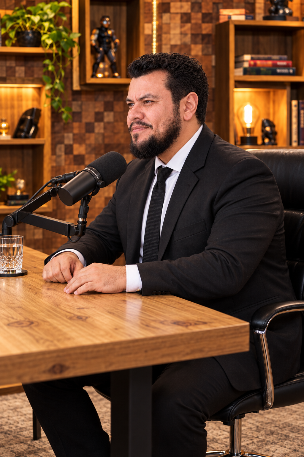 Ritratto di Kin Levi in uno studio di podcast
