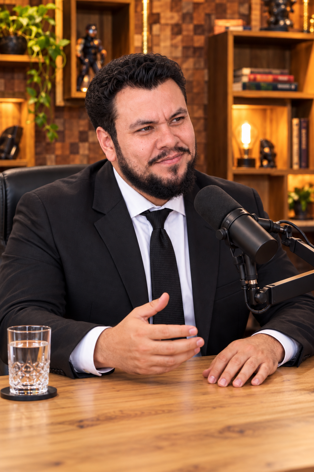 Ritratto di Kin Levi in uno studio di podcast
